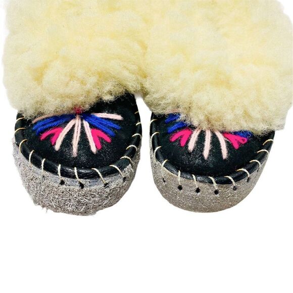 𝅺vintage Handmade Unique Shearling Leather Moccasins - Picture 5 of 6
